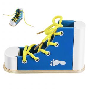 Jouet à lacets pour enfants, développement de la motricité fine, éducation précoce, bois et polyester, 15 x 8,5 cm, 1 lot - Neuf