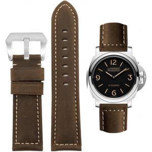 Bracelet De Montre, Bracelet De Remplacement En Cuir Vintage, Bracelet Pour Montres, Bracelet De Remplacement En Cuir V&eacute;ritable Doux &Eacute;tanche Avec Outils 20mm 22mm 24mm 26mm Pour Panerai - Neuf
