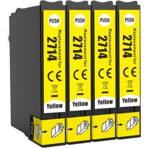 Lot De 4 Cartouches D'Encre Jaune 27Xl De Rechange Pour Imprimante Epson 27 27Xl Pour Imprimante Workforce Wf-3620 Wf-7110 Wf-7610 Wf-3640 Wf-7210 Wf-7620 Wf-7715 Wf-7720[ENC942645] - Neuf