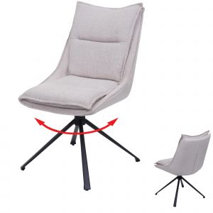 Chaise de salle &agrave; manger HWC-N71, chaise de cuisine, pivotante, tissu/textile (420g/m&sup2;) &Ouml;ko-Texcr&egrave;me-beige - Neuf