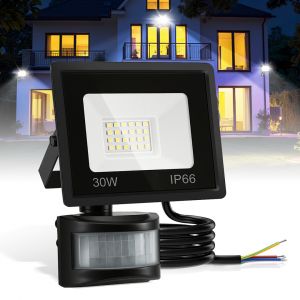 Projecteur Led Ext&eacute;rieur 4x 30w Avec D&eacute;tecteur De Mouvement, Support M&eacute;tallique Ajustable &iquest; Blanc Froid - Neuf