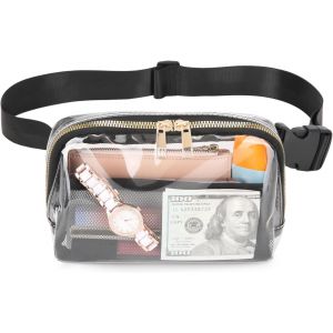 KALANKA-Sac Transparent La Taille pour Homme et Femme, Sac Banane Ville avec Sangle Réglable pour Festival, Jeux, Claire Transparent pour Concerts - Neuf