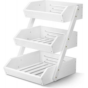 Corbeille &Agrave; Fruits En Bambou &Agrave; 3 Niveaux Naturelle - Neuf