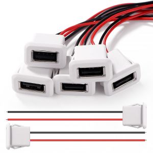 5 Pièces 3A 2 Broches USB Prise, Connecteur USB Femelle 2 Fils avec Boucle à Rainure à Pression, avec 100mm 22 AWG Câble, Blanc - Neuf