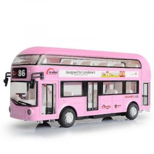 London Double decker Tourist Bus Model Bus Model Children's Toy Car-Rose - Neuf