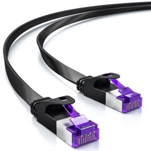 TIANYI-30m C&acirc;ble R&eacute;seau Plat Cat7 - Ethernet RJ45 10 Gbit/s - C&acirc;ble de Brassage D'installation pour Internet, Routeurs, Panneau de Raccordement - Noir - Neuf