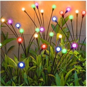Lot De 2 Lampes Solaires &Agrave; 12 Led, Lucioles, Lampes Solaires De Jardin, &Eacute;tanches Ip65, Lumi&egrave;res De Jardin Oscillantes, D&eacute;coratives Pour All&eacute;e, Cour, Jardin, Patio - Neuf