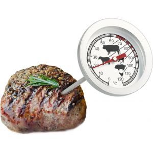 KAL-® Thermomètre À Rôtir En Acier Inoxydable - Thermomètre À Viande Analogique Jusqu'À 120 ° C - Thermomètre (001 Pièce) - Neuf