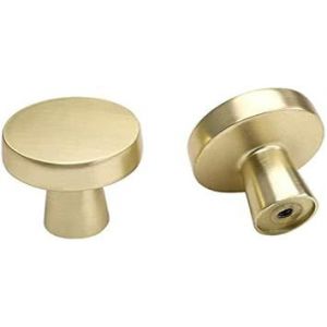Lot de 2 boutons de porte brossés en forme de champignon doré, poignées de cuisine dorées brossées, boutons d'armoire à trou unique pour commode, LS5310GD - Neuf