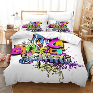 Parure De Lit Hippie Graffiti, Housse De Couette Style Hip-Hop, King Size, Queen Size, Pour Enfants, Garcon S Et Jeunes, Housse De Couette, Art De Rue Moderne - Neuf