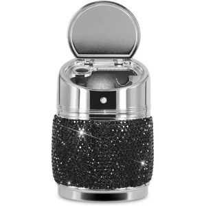 Cendrier de voiture portable sans fumée avec porte-gobelet cylindrique noir - Neuf