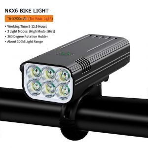 Natfire Éclairage De Vélo Rechargeable À 6 Led 3600 Lumens, Lampe Torche Avant Et Arrière Pour Vtt Et Cyclisme Sur Route-5200mah - Neuf