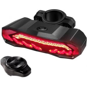 Feu Arrière De Vélo Intelligent Rechargeable, Télécommande Antivol Klaxon D'alarme De Vélo Avec Clignotants Frein Feu Arrière Automatique Marche/Arrêt Étanche - Neuf