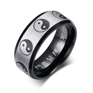 Bijoux De Mode 8 Mm Hommes S Gossip Bague En Acier Inoxydable Yin Yang Symbole Noir Fête De Mariage Bagues De Haute Qualité Pour Hommes - Neuf