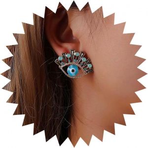 Kal-Boucles D'oreilles Pour Les Yeux Maléfiques Boucles D'oreilles Bleues En Strass Boucles D'oreille Du Diable Or Boucle D'oreille En Saphir Creux En Saphir Creux Déclaration Pour Femmes Bijoux - Neuf