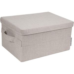 Grande Caisse De Rangement Avec Couvercle Et Poign&eacute;e-Bo&icirc;te Rangement En Polyester Et Carton Aspect Lin-Bo&icirc;te Pliable Pour V&ecirc;tements,Couvertures,Jouets,Etc.-Beige - Neuf