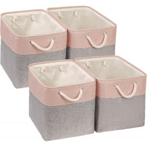 Cube de Rangement Tissu,25x25x25cm Paniers de Rangement Pour V&iquest;&ordm;tements/&iquest;&iquest;tag&iquest;&iquest;re(Rose/Blanc, 4 Paquet) - Neuf
