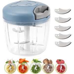 Hachoir Cuisine Coupe Oignon 520 Ml Mixeur Manuel Avec Acier Inoxydable 5 Lames, Multi-Hachoir Pour Légumes Viande Ail - Neuf