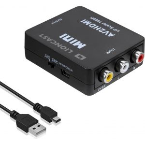 Adaptateur Rca Vers Hdmi | Av 2 Hdmi Convertisseur Av Vers Hdmi Support 1080P Avec C&acirc;ble De Charge Usb Housse De Protection Pour Pc/Nintendo/Xbox/Ps4/Ps3/Tv/Stb/Vhs/Vcr/Appareil Photo/Dvd - Neuf