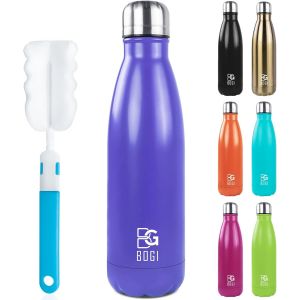 17oz Insulated Water Bottle Double Wall Vacuum Stainless Steel Bottle Leak Proof Keeps Hot And Cold Drinks For Outdoor Sports Camping Hiking Cycling, Comes With A Cleaning Brush Gift - Neuf