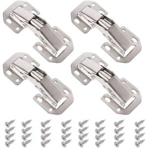 4Pcs Charni&egrave;re de porte armoire, Ouverture Placard Armoire avec 32Vis, Charni&egrave;res pliantes en acier inoxydable automatique Charniere fermeture pour Porte Cuisine Armoire Meuble Placard - Neuf