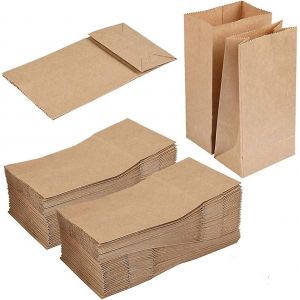 10 Pcs Brown Kraft Paper Bags, sacs en papier pour aliments Sacs à lunch en papier durables 10% - Neuf