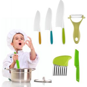 Checarzhn--No1-Couteau De Cuisine Pour Enfants, Ensemble En Plastique Pour Couper Et Cuire Des Fruits Ou Légumes, 6 Pièces - Neuf