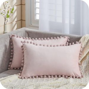 Housse De Coussin 30x50 Cm Décoration Voiture Lot De 2 Housse De Coussin Rectangulaire Rose Pour Décoration Chambre Bébé En Velours Doux - Neuf