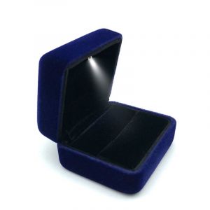 (Bleu) 1 Boîte À Bagues Avec Lumière Led, Boîte À Bijoux En Velours, Boîte À Bijoux, Boîte À Bagues - Neuf