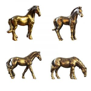 1PC Antique en laiton solide cheval Figurines Miniatures Feng Shui Ornements Cuivre Zodiaque Animal Mini Bureau D&eacute;coration Artisanat - Neuf