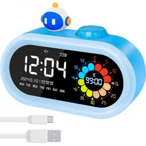 R&eacute;veil num&eacute;rique pour enfants : 2000 mAh rechargeable pour bureau, salle de classe, horloges sans fil &agrave; piles avec compte &agrave; rebours - Neuf