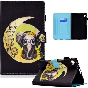 &Eacute;tui Coque Pour Samsung Galaxy Tab A8 10,5 Pouces 2022 2021 Sm-X200/ X205/ X207 Housse &Eacute;tui De Protection Avec Veille/R&eacute;veil Automatique Pour Samsung Galaxy Tab A8 2022/2021, Lune &Eacute;l&eacute;phant - Neuf