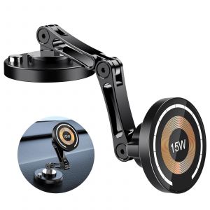 Support De T&eacute;l&eacute;phone Magn&eacute;tique Pour Voiture 15w,Chargeur Sans Fil,Rotation,Charge Rapide Pour Iphone 16 15 14 13 12.Wireless Charge. - Neuf