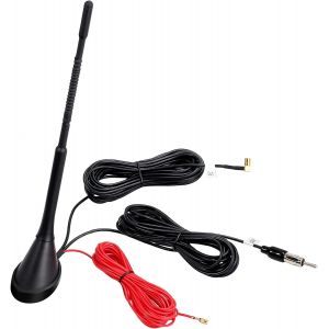 Antenne de Toit pour Voiture Antenne Flexible Dab R&eacute;cepteur de Signal Radio Voiture Amplifi&eacute; Actif Universel Dab + FM AM Radio Montage Toit Amplificateur c&acirc;ble 5M, 12V - Neuf