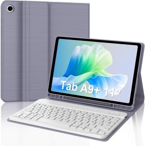 Clavier Pour Samsung Galaxy Tab A9+ 2023 11 Pouces, Étui Clavier Pour Samsung Tab A9+ 2023 Clavier Bluetooth Azerty Français Magnétique Coque Avec Pen Holder, Violet - Neuf