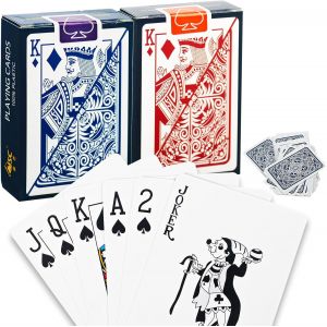 Chenquansarl-2 Pcs Playing Cards, Cartes &Agrave; Jouer En Plastique, Carte Poker Plastique Imperm&eacute;ables, Professionnelles Cartes A Jouer, Pour Jeux De Cartes Canasta, Texas, Go Fish, Blackjack - Neuf