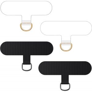 KAL-Lot De 4 Patchs Universels Pour Cordon, Transformez Votre Coque De T&eacute;l&eacute;phone En Cha&icirc;ne De T&eacute;l&eacute;phone, Tpu Ultra Fin S'Adapte &Agrave; Toutes Les Coques De T&eacute;l&eacute;phone StandardU2013Noir+Transparent - Neuf