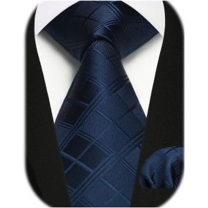 Men's Tie And Clutch Set 8.5 Cm Silk Ties For Men Plaid Stripes Tie For Wedding Party Business.[B253] - Neuf