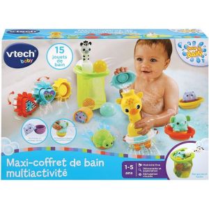 -Coffret Bain B&eacute;b&eacute; Vtech Maxi &ndash; 15 Jouets Interactifs Et Filet Inclus - Neuf