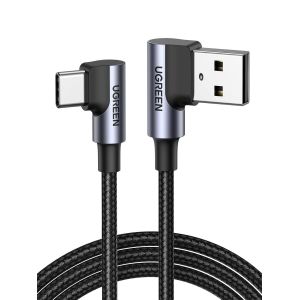 KAL-C&acirc;ble USB C Coud&eacute; 90 Degr&eacute;s Charge Rapide 3A Nylon Tress&eacute; Compatible avec iPhone 16 Plus Pro Max 15 Galaxy S24 Plus Ultra S23 S22 A55 A35 Redmi Note 11 Pro 9 Pro P60 P50 P40 Pro (0.5M) - Neuf