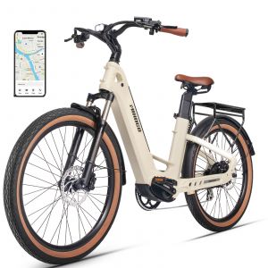 26'' V&eacute;lo &Eacute;lectrique Mihogo Air Carbon 900w Moteur (Montage Central), Batterie 48v19,2ah, Vitesse Maximale 40km/H, Autonomie 194,73 Km, Application Et Gps Inclus, Freins Hydrauliques - Blanc - Neuf