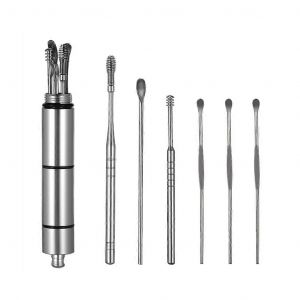 Le C&eacute;rumen La Suppression Du Kit De 6 Pi&egrave;ces En Acier Inoxydable Oreille Ramasser Ensemble Oreille Nettoyant Outils S&ucirc;rs Et Efficaces Hygi&egrave;ne De L'oreille - Neuf