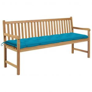 Prolenta Premium - Banc De Jardin Avec Coussin Bleu Clair 175 Cm Teck Massif - Neuf