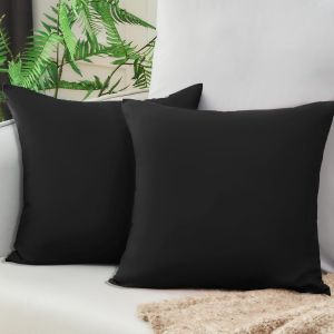 Slep-Lot De 2 Housses De Coussin Pour Canap&eacute; 40 X 40 Cm, En Microfibre Douce, Certifi&eacute;es &Eacute;cologiques, R&eacute;sistantes Et Hypoallerg&eacute;niques, Noires - Neuf