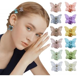 Petite Pince Cheveux Femme Papillon, 12 Pi&egrave;ce Barettes Cheveux Fille Transparent Mat Accessoires Cheveux Femme, Mini Barrette Papillon. - Neuf