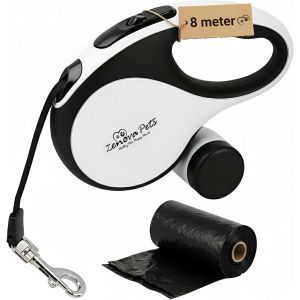 Jgd-Laisse Enrouleur 8 M &iquest; Laisse &Agrave; Enrouleur Avec Porte Sacs &Agrave; D&eacute;jections &iquest; Extensible Robuste Pour Petits Moyens Et Grands Chiens &iquest; Ruban 360&deg; Poign&eacute;e Antid&eacute;rapante Et Frein Rapide - Neuf