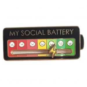 Dr&ocirc;le Social Batterie Pin Broche &Eacute;mail Interactif Personnalis&eacute; Humeur Exprimant Pin Noir,Deux Pi&egrave;ces - Neuf