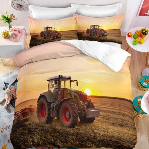 Parure De Lit X Enfant Doux Confortable Parure Lit Personne Microfibre Parure Housse De Couette Tracteur X Cm + X Taies D'oreiller Xcm - Neuf