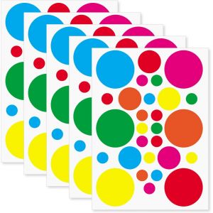 Gommettes Rondes (140 Unit&eacute;s), &Eacute;tiquettes Autocollantes Rondes Et Color&eacute;es, Pour Le Bureau,&Eacute;cole,Calendriers, Plusieurs Tailles Et Couleurs, 5 Feuilles - Neuf