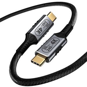 JGD-Cable USB C vers USB C 20 Gbps, C&acirc;ble USB 3.2 Gen2, 240W 20V/5A c&acirc;ble usbc charge rapide, Transmission vid&eacute;o 4K @ 60Hz pour t&eacute;l&eacute;phones mobiles, moniteurs, dispositifs USBC 1M - Neuf